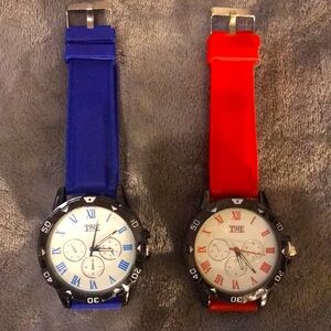 Time Watch His & Hers Sports Set Red & Blue
